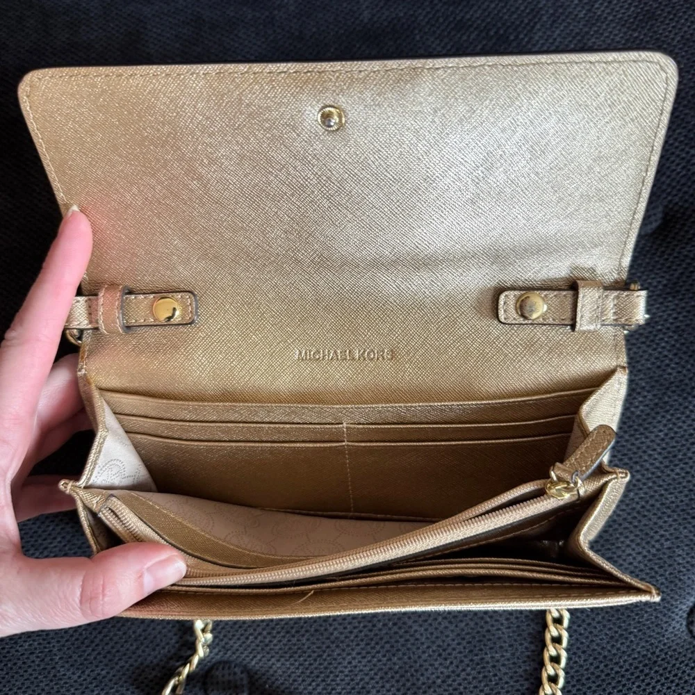 Michael Kors Gold Crossbody/Clutch For Formal Events.